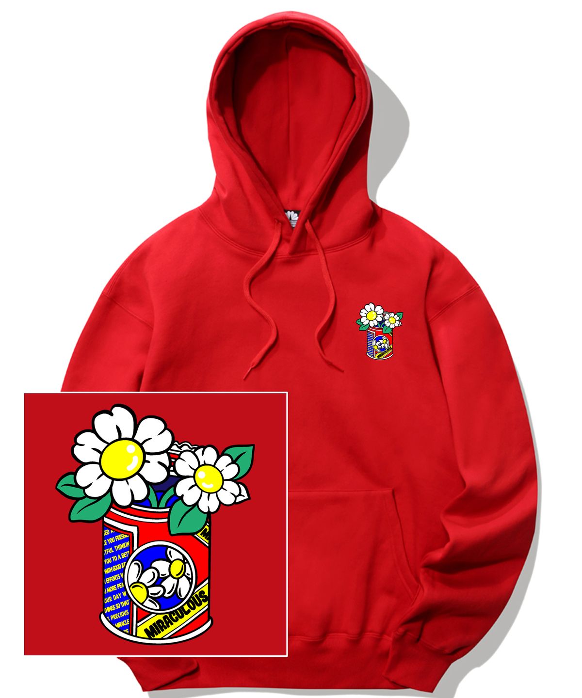 트립션(TRIPSHION) DAISY CAN VASE LOGO 후드티 - 레드