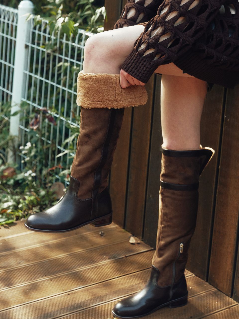 ◆KOMOREBI MUSEUM◆ Handmade lamb shearling zipper ankle boo MUSINSA | KOMOREBI MUSEUM Lamb Shearling Long Boots_Natural