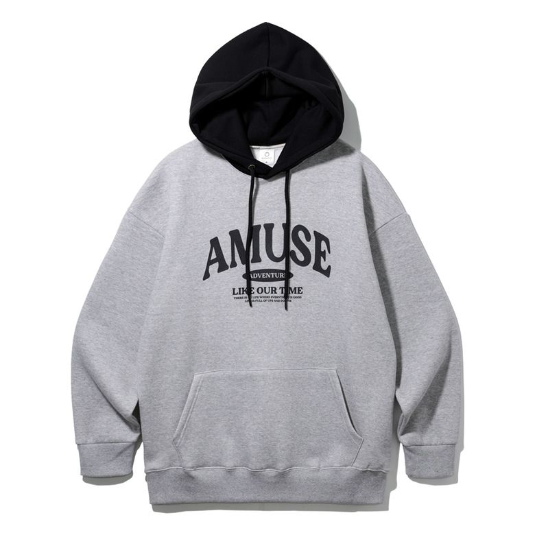 AMUSE 모자배색 오버핏 후드티 AVH512 (4 COLOR)