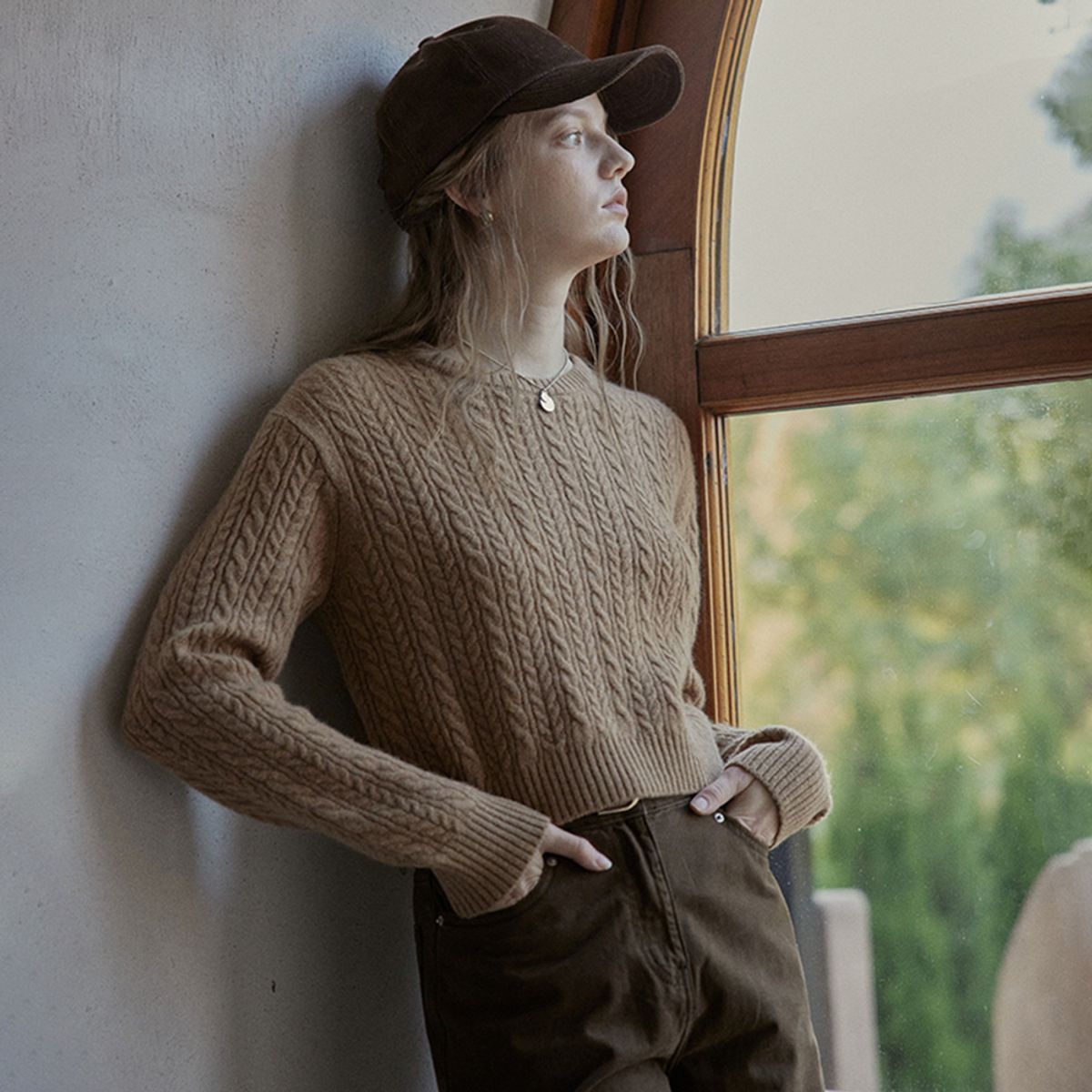 프라우드 마리(PROUD MARY) PM_Twist round neck sweater_CAMEL