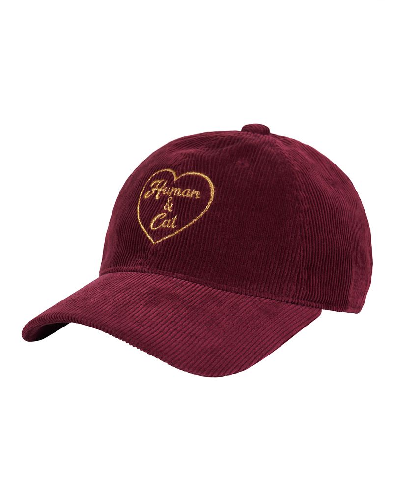 MUSINSA | HUMAN N CAT Heart corduroy ball cap_burgundy