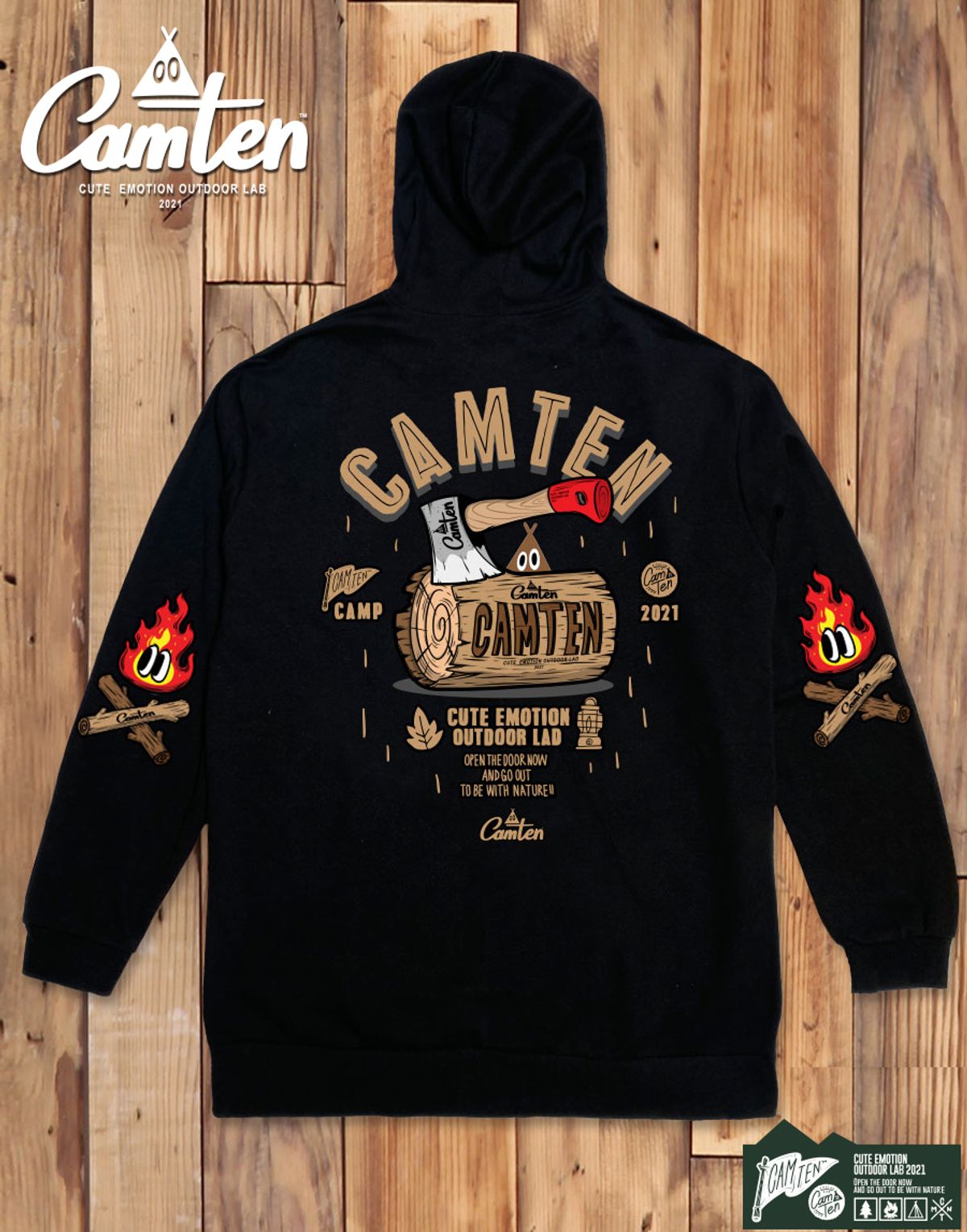 돌돌(DOLDOL) [캠텐] Camten-zipup-hoody-02 감성 캠핑 패션브랜드 캠텐 캐릭터 그래픽 기모선택 집업 후드티 후디