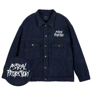 백 그래피티 레터링 오버핏 트러커 자켓_데님