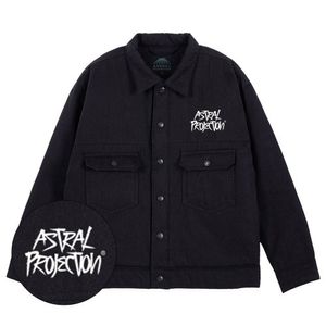 백 그래피티 레터링 오버핏 트러커 자켓_블랙