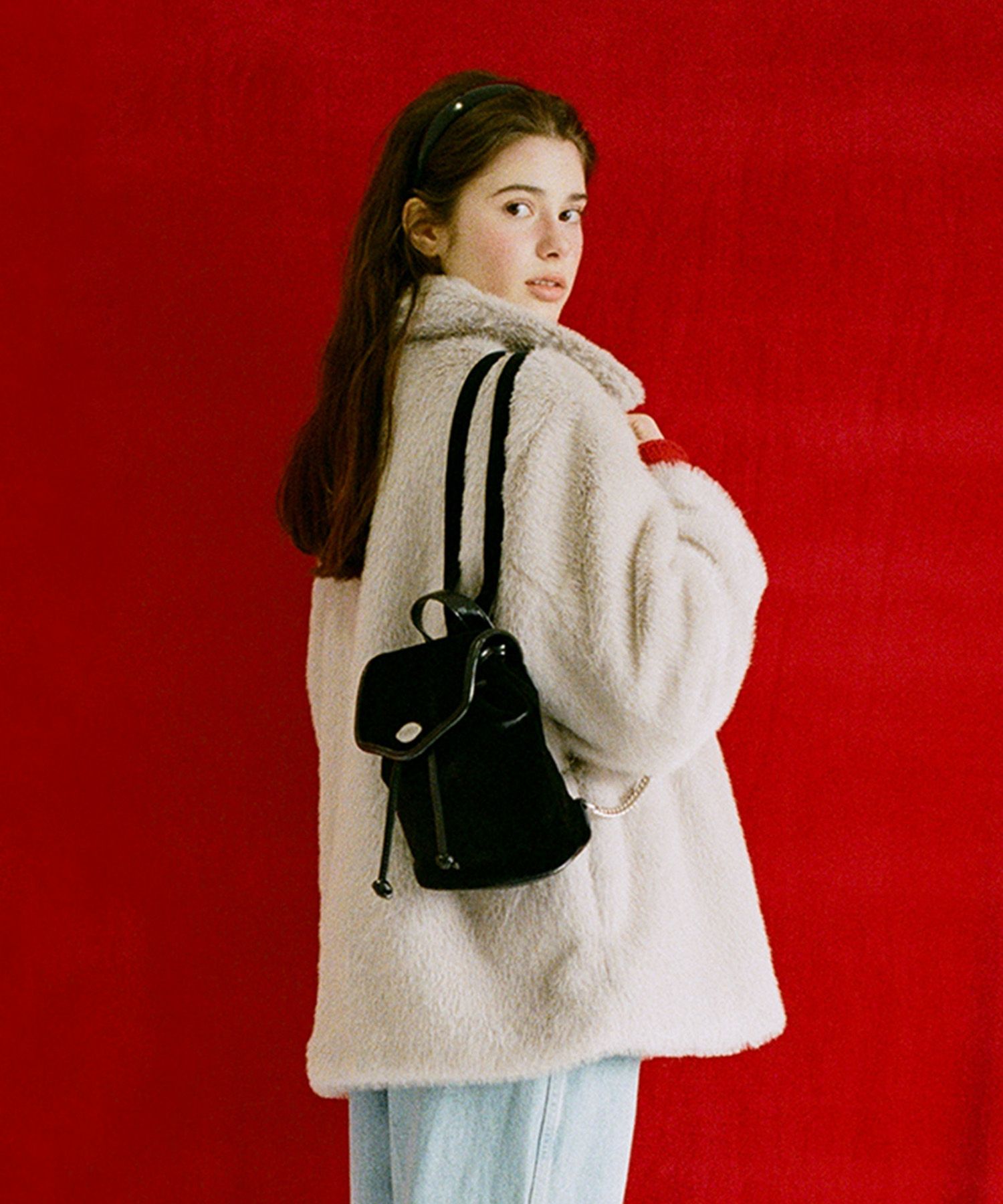 ★SOMEWHERE BUTTER.★ Velvet Mini Fle Backpack Velvet Black MUSINSA | SOMEWHEREBUTTER Velvet Mini Fle Backpack - Velvet