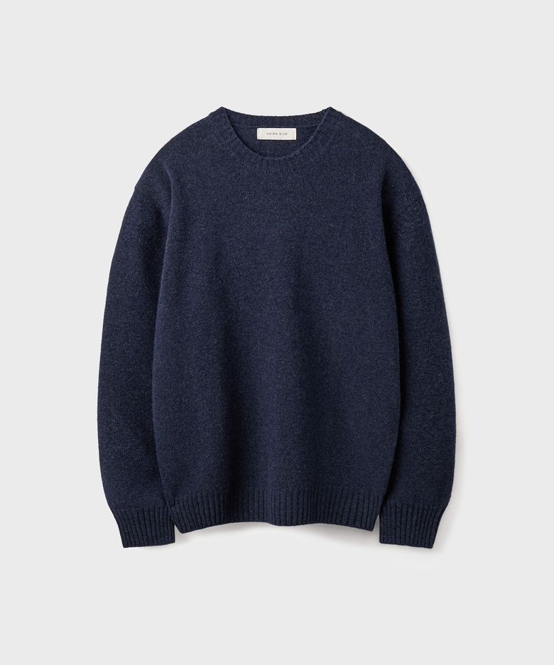 CASHMERE WOOL CREWNECK KNIT [MELANGE NAVY]