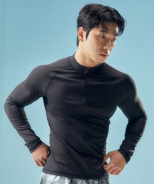 슬림핏 래쉬가드 집업 (블랙)