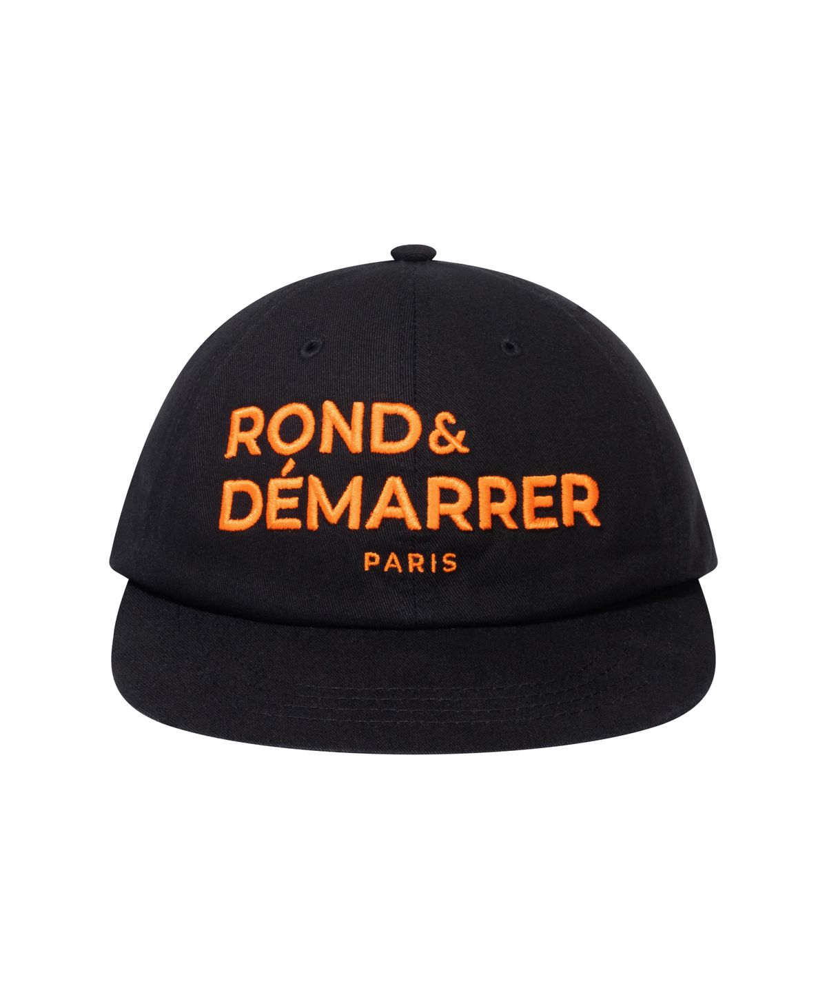 론앤디마리(ROND&DÉMARRER) [남녀공용] 볼드 로고 자수 워시드 6패널 볼캡 (블랙)