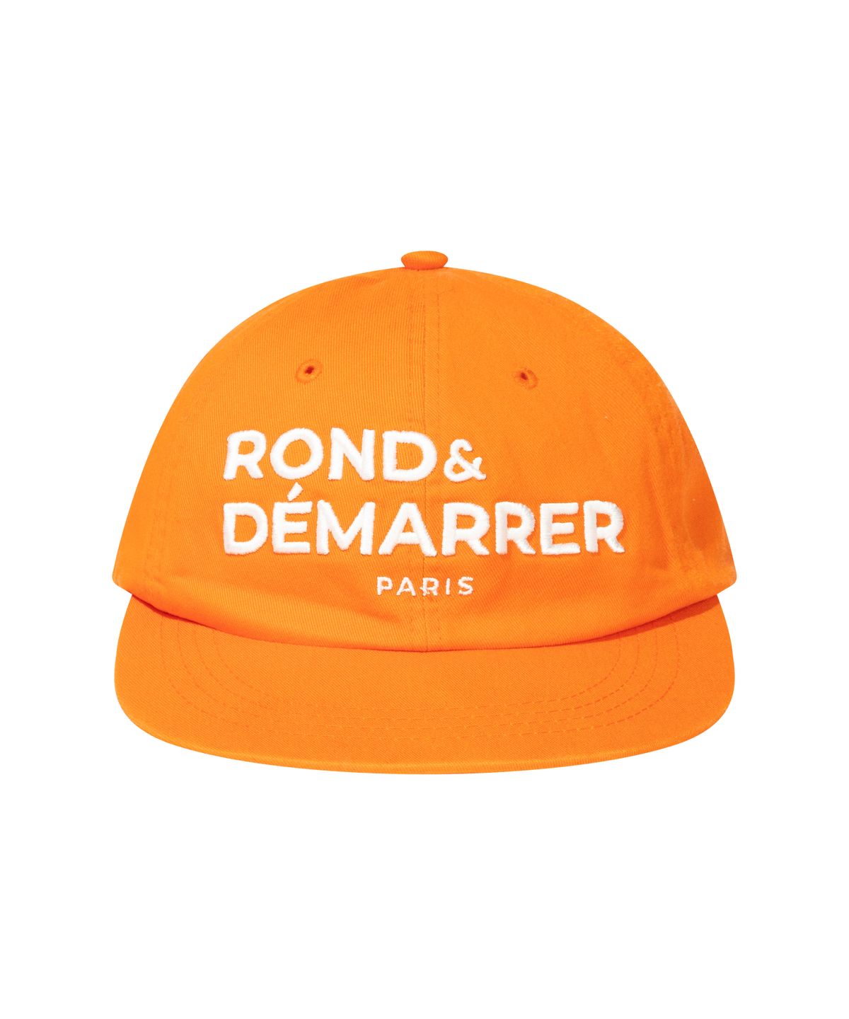 론앤디마리(ROND&DÉMARRER) [남녀공용] 볼드 로고 자수 워시드 6패널 볼캡 (오렌지)