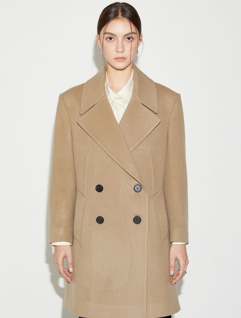 Oversized Wool Half Coat_Sand Beige 오버사이즈 울 하프 코트_샌드 베이지