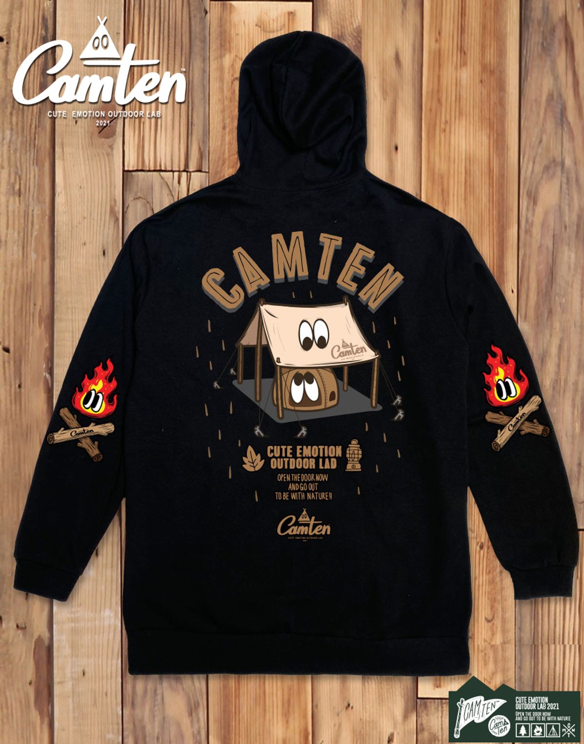 돌돌(DOLDOL) Camten-zipup-hoody-05 감성 캠핑 브랜드 캠텐 캐릭터 그래픽 집업 후드티 후디