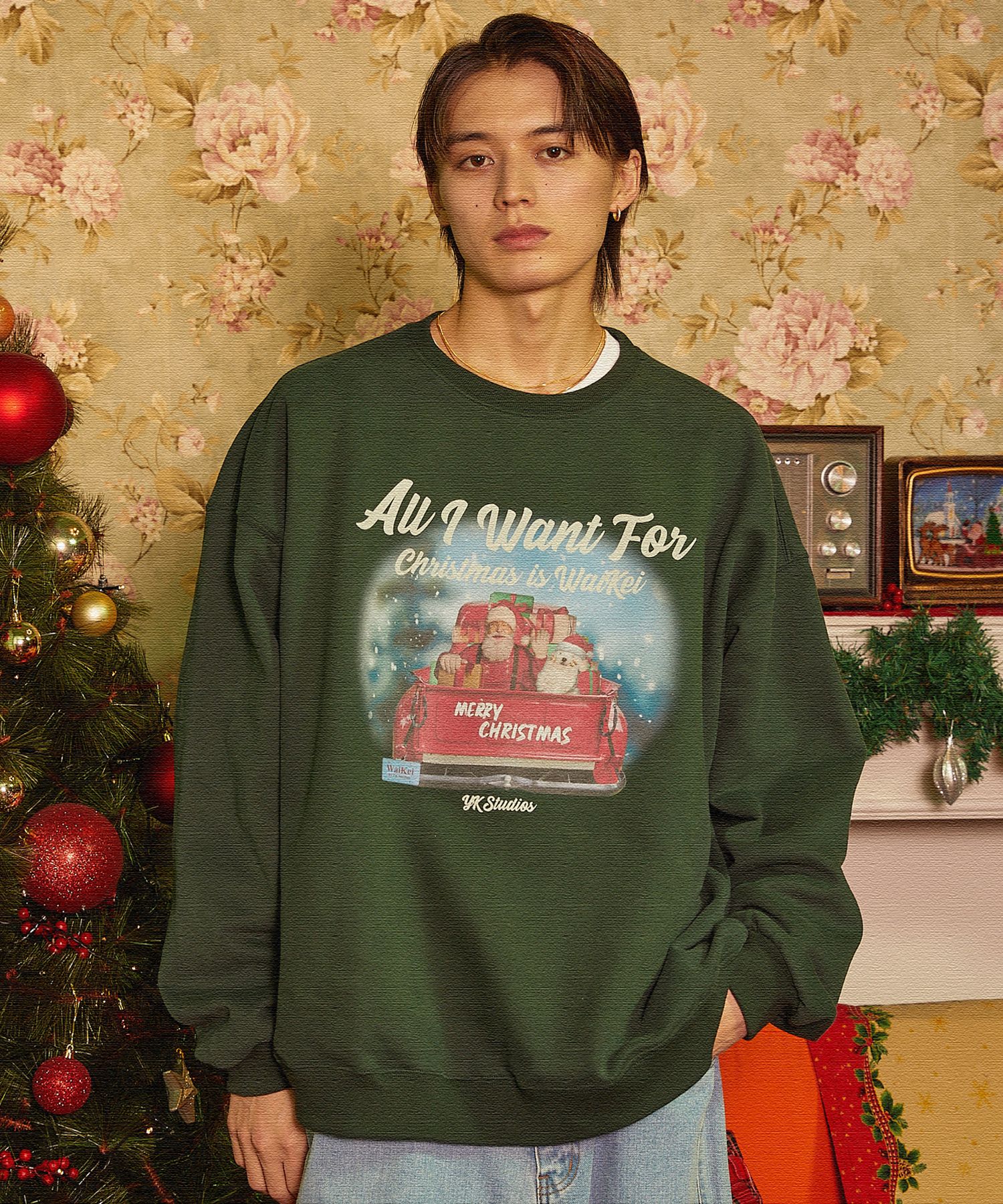 スウェット・トレーナー Wai Kei Santa and Maltese sleigh sweatshirts BMY1088 MUSINSA | WAI KEI Christmas Maltese Archive Sweatshirt Green