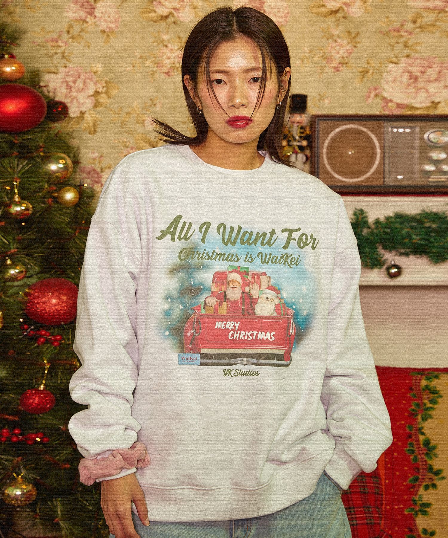スウェット・トレーナー Wai Kei Santa and Maltese sleigh sweatshirts BMY1088 MUSINSA | WAI KEI Santa and Maltese Slay Sweatshirt Melange