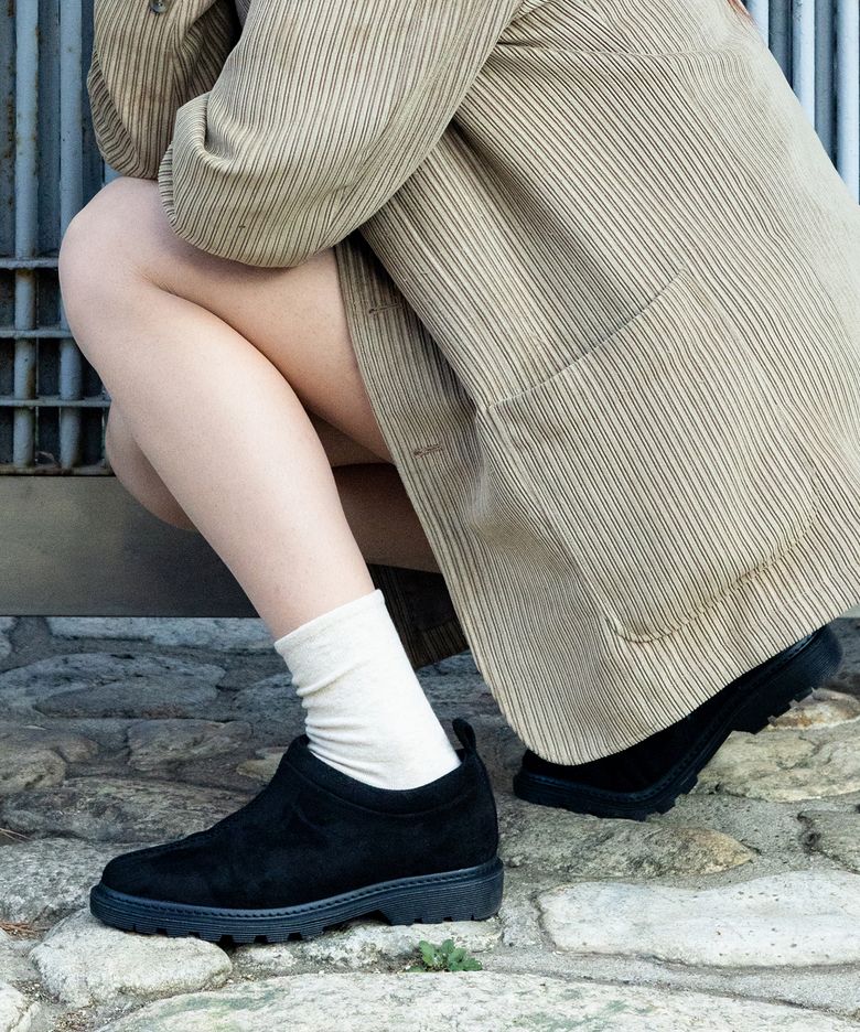 캐쥬얼 어그 윈터 양털 로퍼 (BLACK)