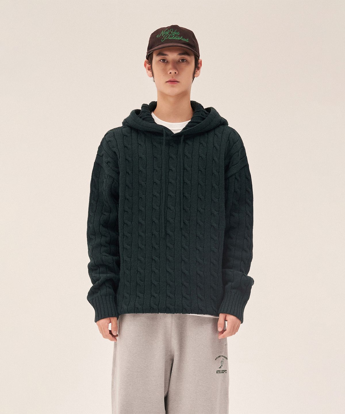 엔와이피(N.Y.P) Cable Knit Hoodie (winter green)