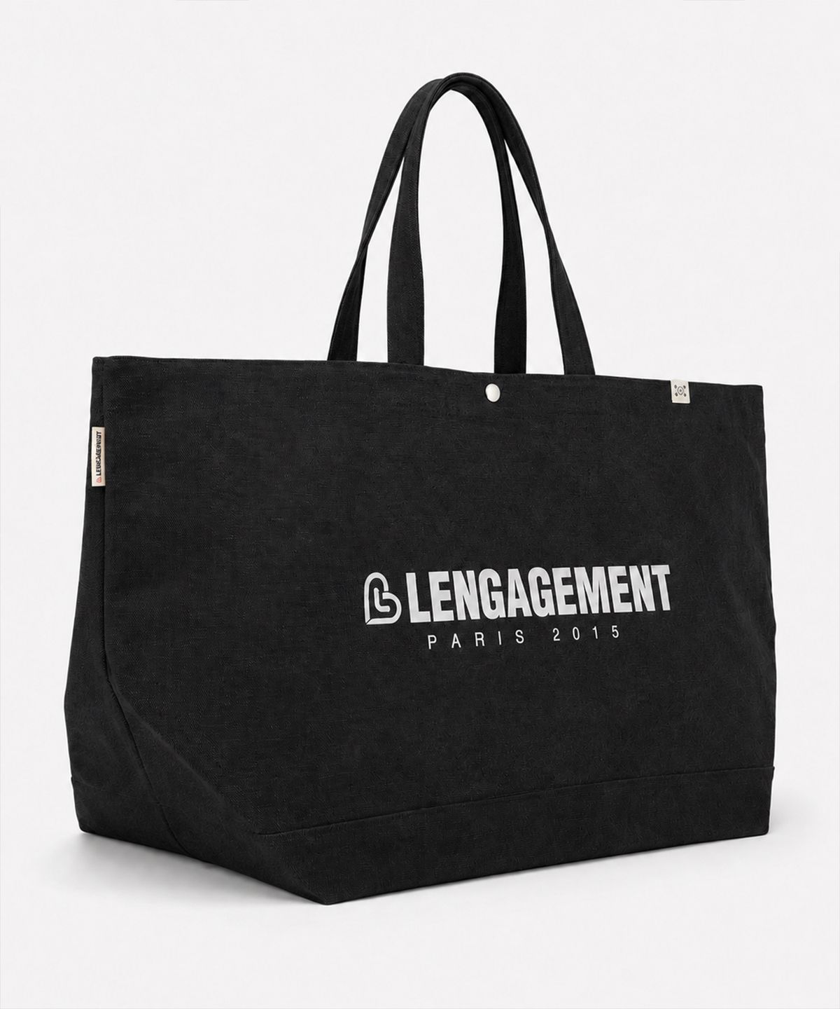 랑가주망(LENGAGEMENT) 빅사이즈 밀리터리 캔버스 쇼퍼백 [블랙]