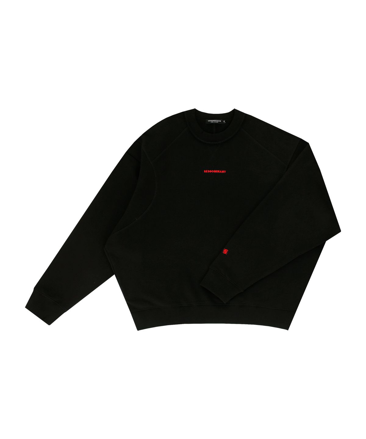 홍우성(HONGWOOSUNG) COVER STITCH SWEATSHIRT WITH A EMBROIDERY LOGO_BLACK