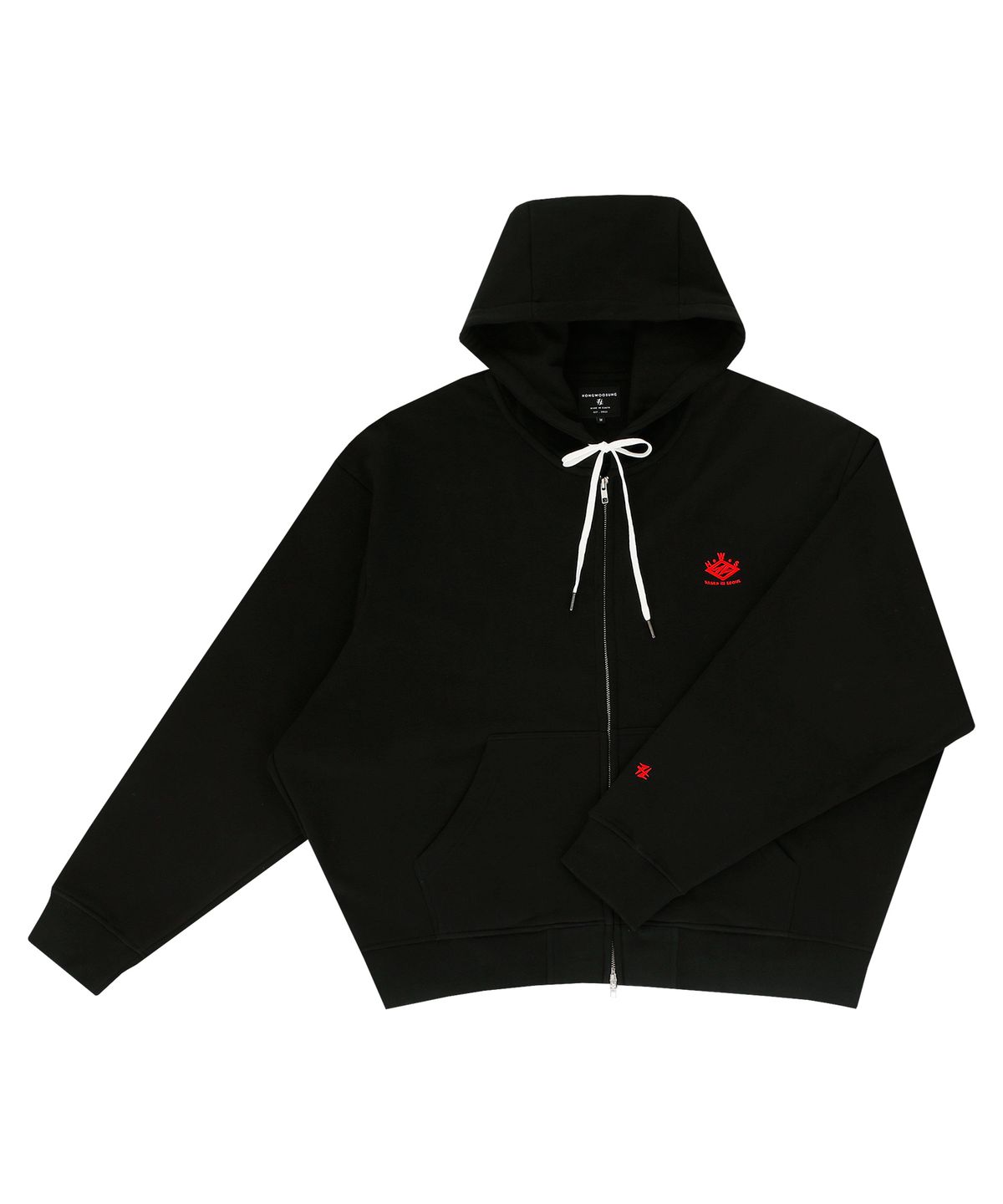 홍우성(HONGWOOSUNG) 2WAY ZIP OF THE LOGO HOODY_BLACK