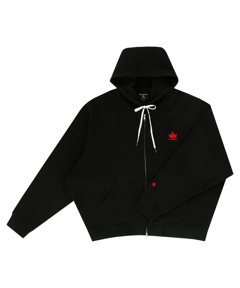 2WAY ZIP OF THE LOGO HOODY_BLACK