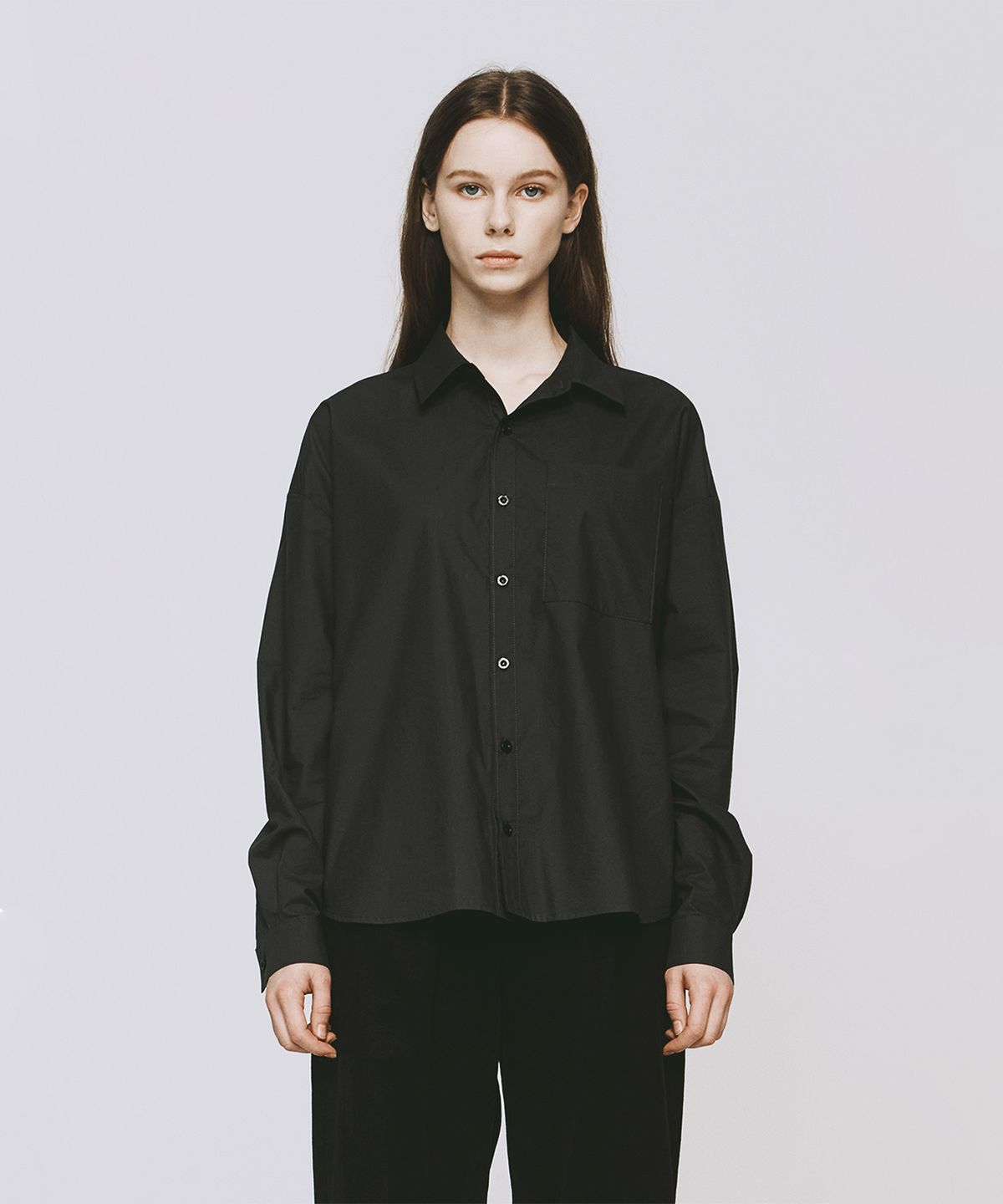 모노포비아(MONOPHOBIA) COTTON SHIRT WITH RAW CUTTING LINE GREY 코튼 셔츠