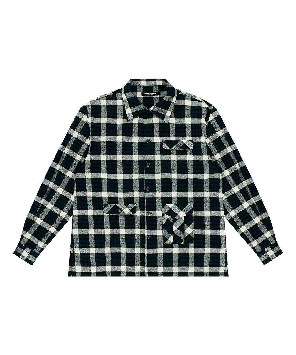 홍우성(HONGWOOSUNG) LOOSE FIT WORKWEAR OPEN COLLAR SHIRTS_GREEN