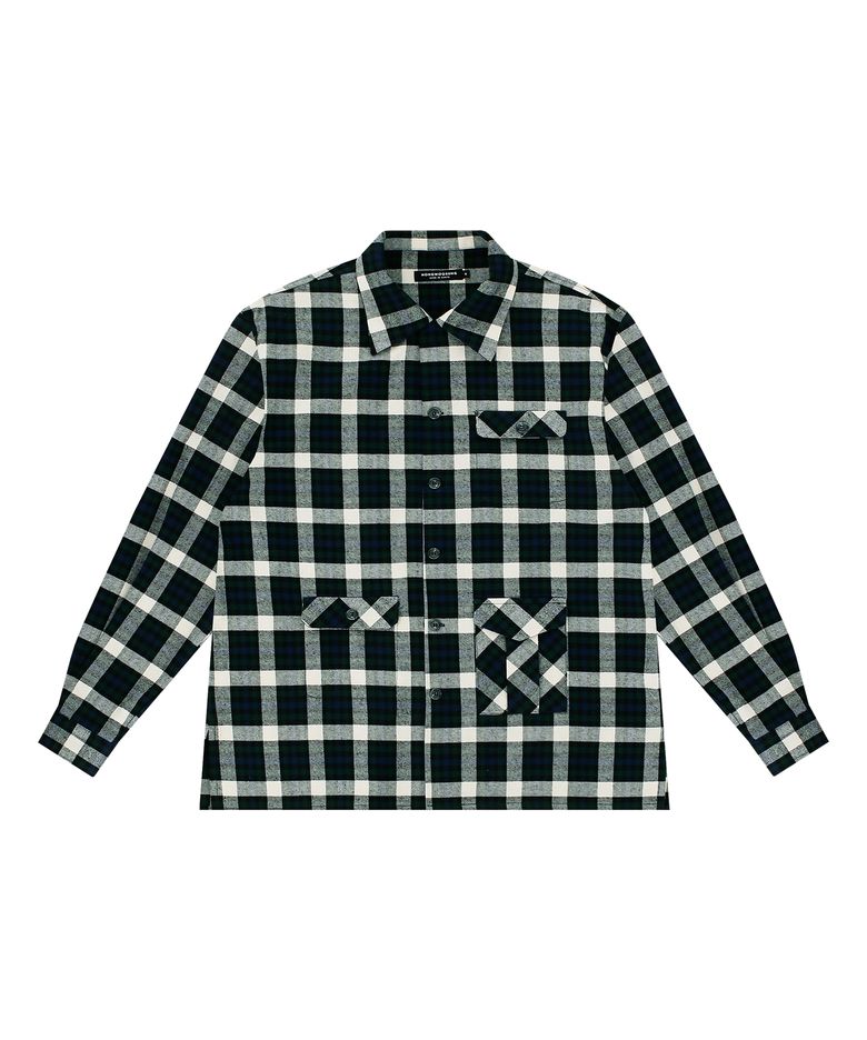 LOOSE FIT WORKWEAR OPEN COLLAR SHIRTS_GREEN
