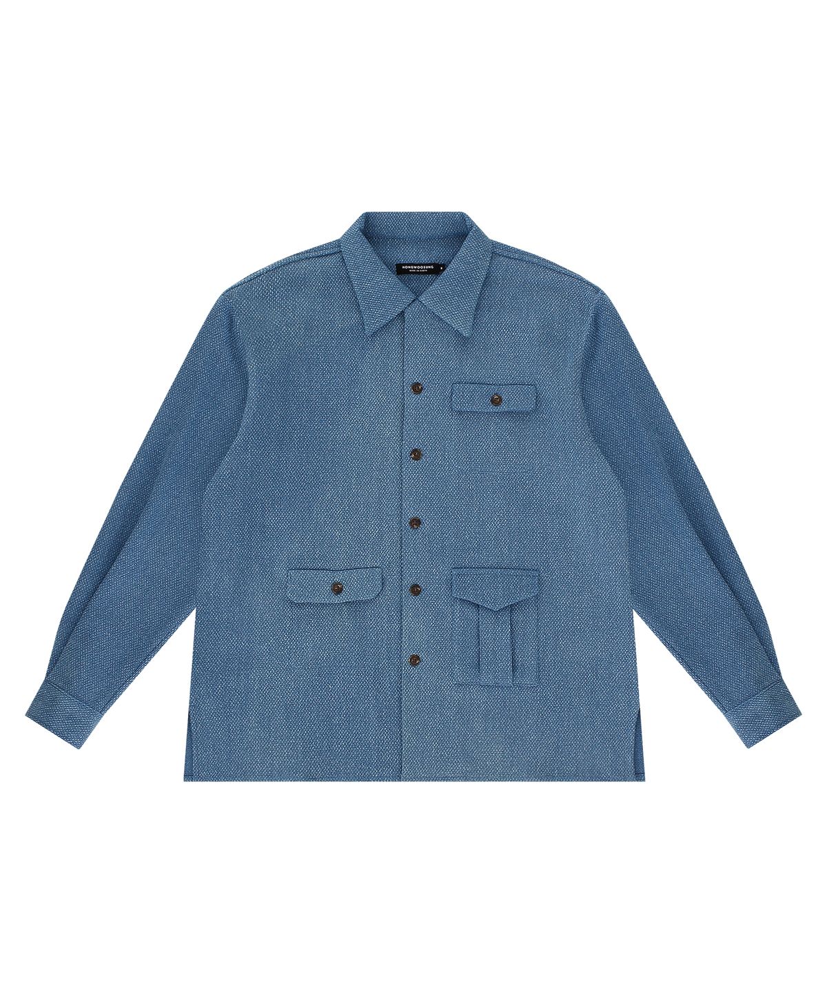 홍우성(HONGWOOSUNG) LOOSE FIT WORKWEAR OPEN COLLAR SHIRTS_LIGHT BLUE