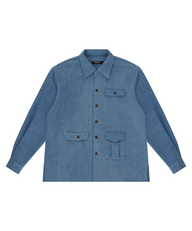 LOOSE FIT WORKWEAR OPEN COLLAR SHIRTS_LIGHT BLUE