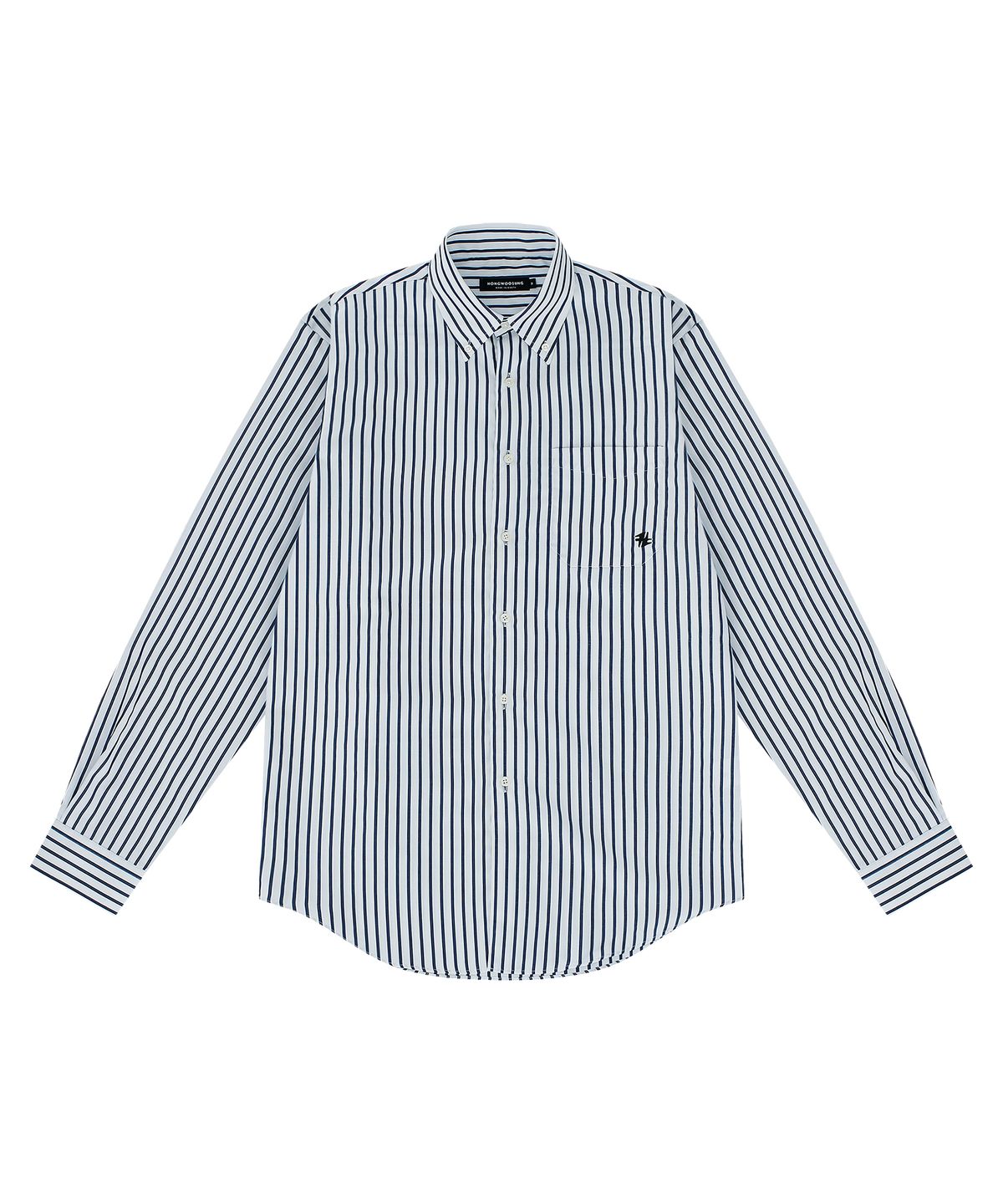 홍우성(HONGWOOSUNG) REGULAR FIT SHIRTS WITH A EMBROIDERY_WHITE&NAVY