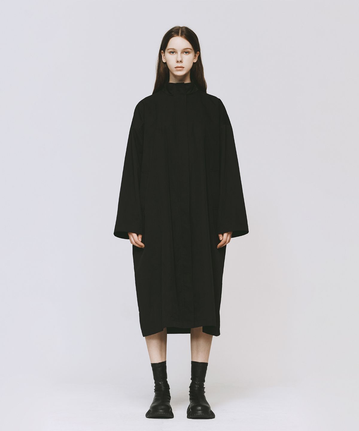 모노포비아(MONOPHOBIA) DREAMER LONG DUST COAT BLACK 싱글 집업 롱 코트