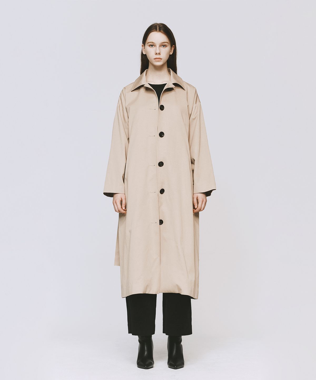 모노포비아(MONOPHOBIA) NIGHT SINGLE LONG COAT BEIGE 싱글 버튼 롱 코트