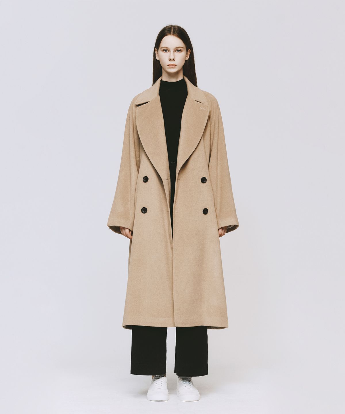 모노포비아(MONOPHOBIA) DREAM WOOL RAGLAN LONG COAT BEIGE 라글란 울 롱코트