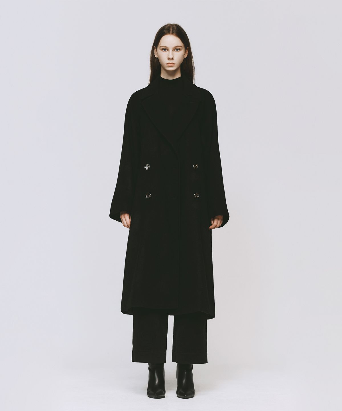 모노포비아(MONOPHOBIA) DREAM WOOL RAGLAN LONG COAT BLACK 라글란 울 롱코트