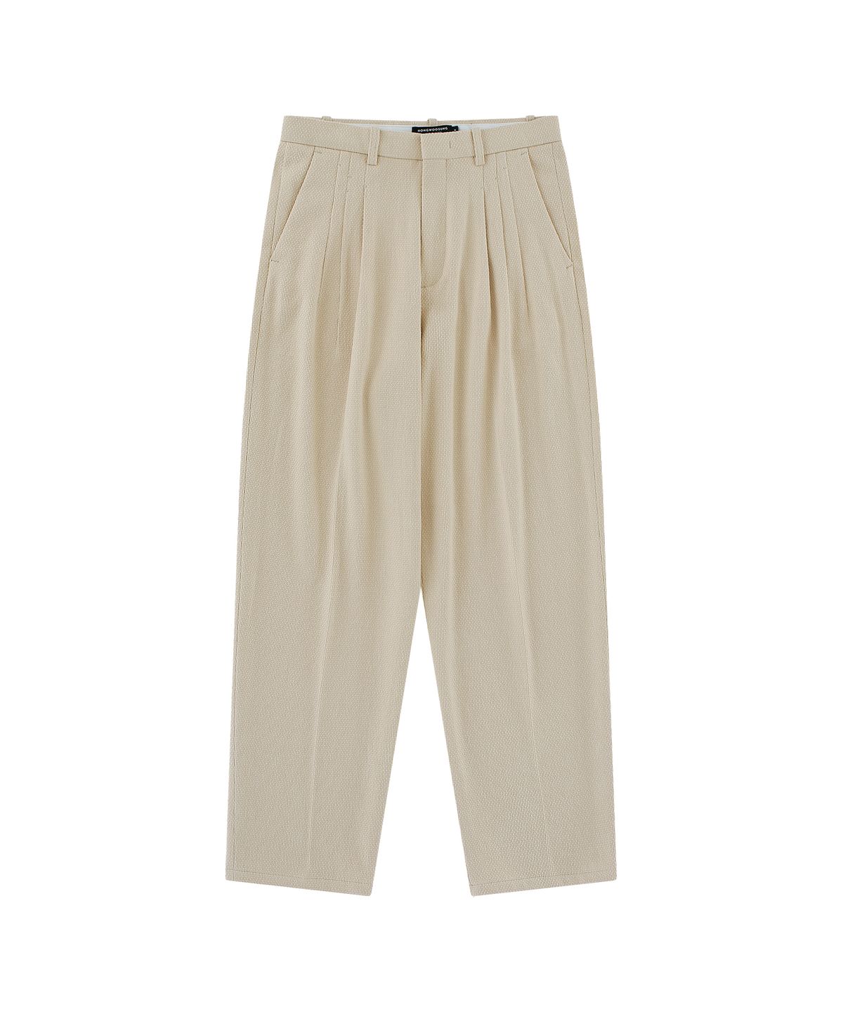홍우성(HONGWOOSUNG) 3TUCKS TAPERED TROUSERS_BEIGE
