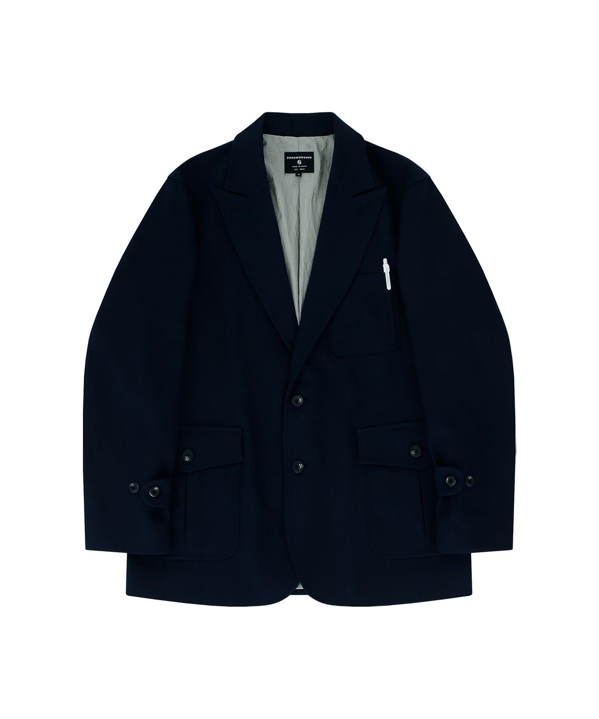 홍우성(HONGWOOSUNG) LOOSED SINGLE WORKWEAR JACKET_NAVY