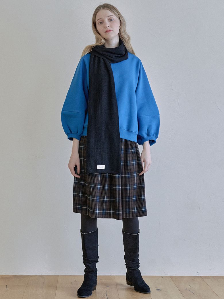 Tartan Check Pleated Midi Skirt - BROWN