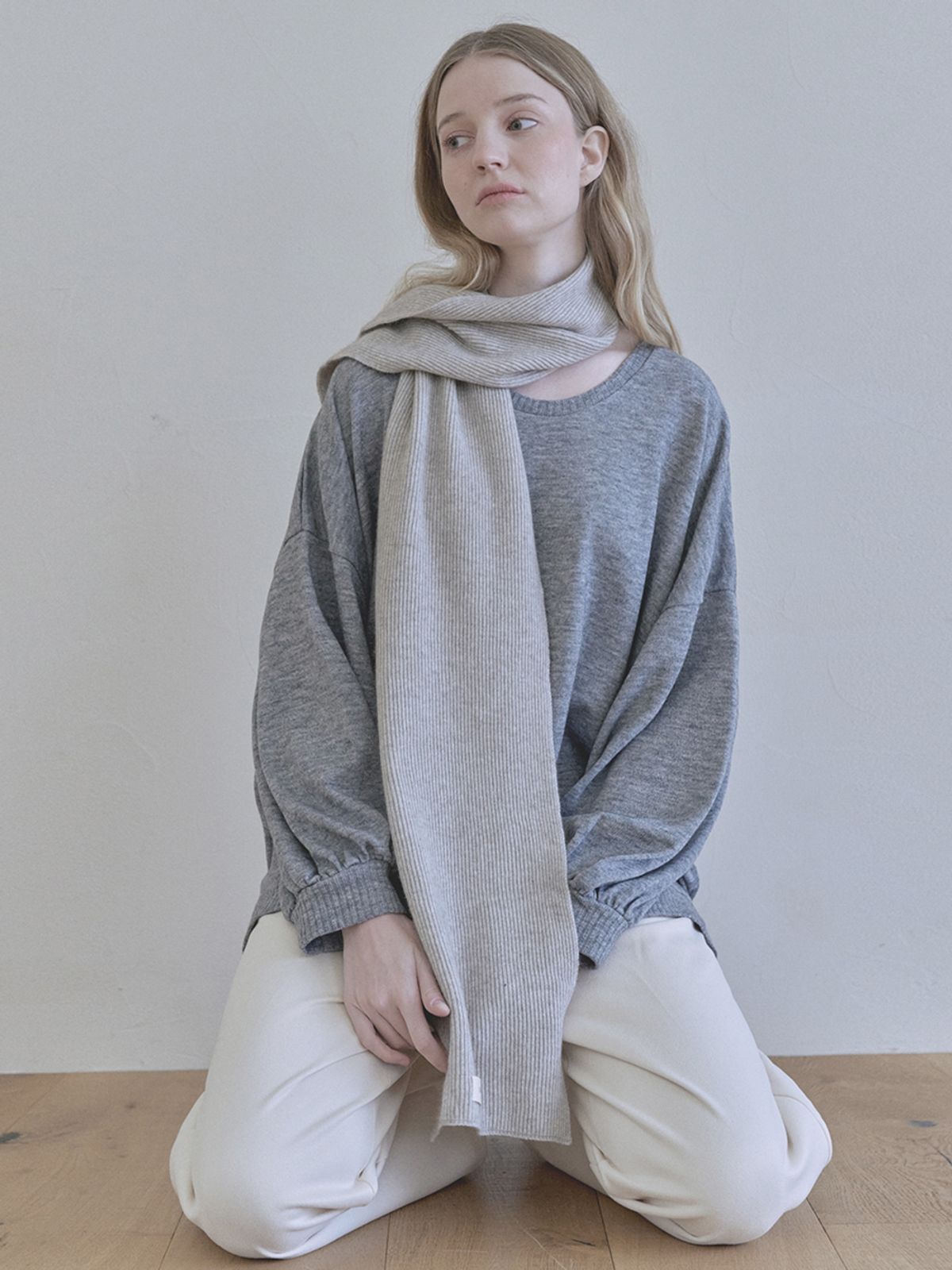 아방(AVANT-G) Wool knit muffler - OATMEAL