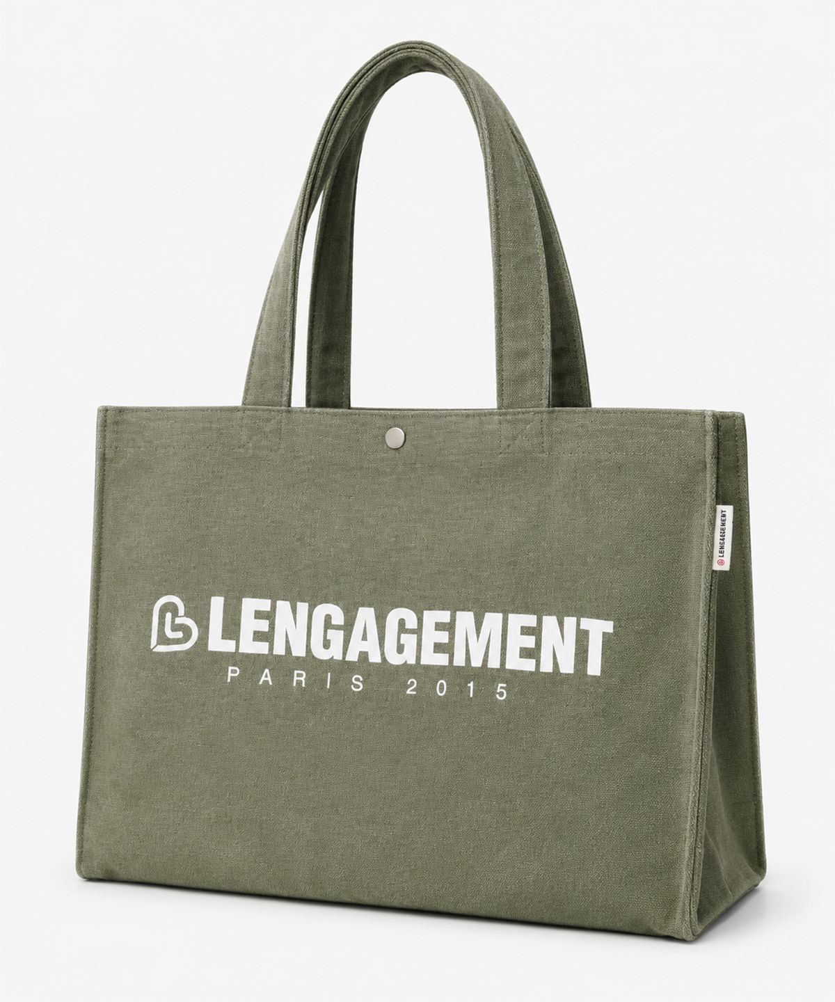 랑가주망(LENGAGEMENT) 스토리 로고  밀리터리 캔버스 쇼퍼백 [카키]