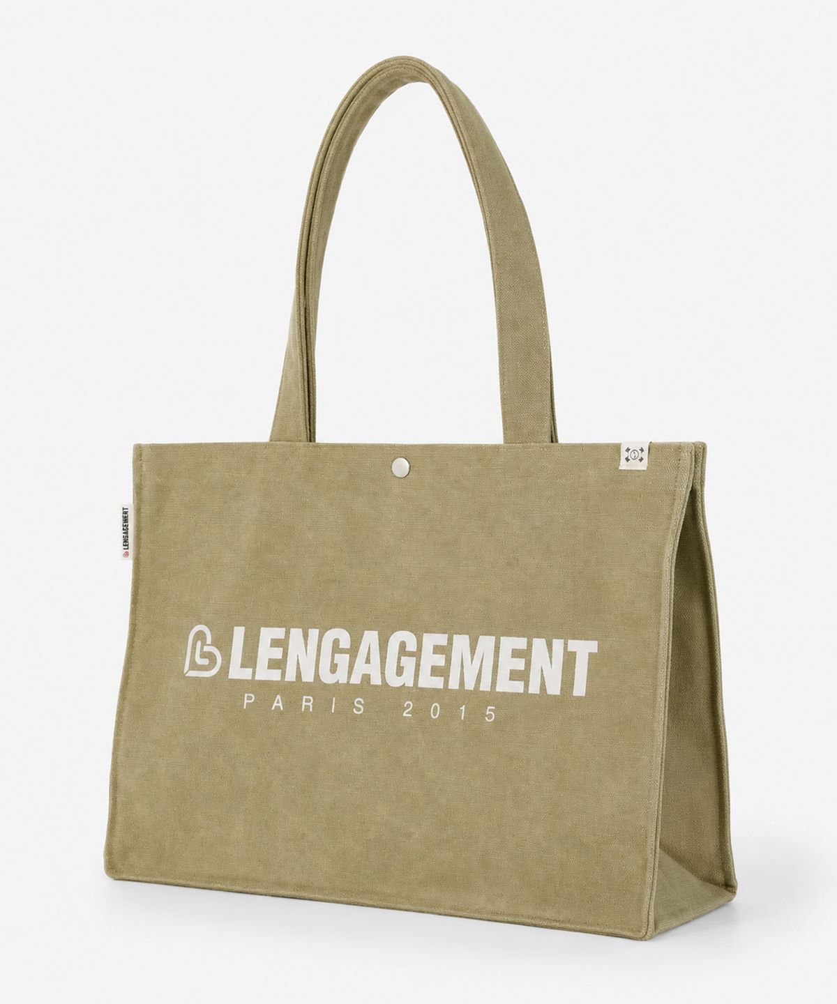 랑가주망(LENGAGEMENT) 스토리 로고  밀리터리 캔버스 쇼퍼백 [베이지]