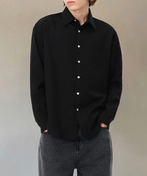 솔리드 링클프리 루즈핏 무지 셔츠 블랙