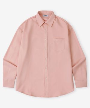 솔리드 링클프리 루즈핏 무지 셔츠 핑크