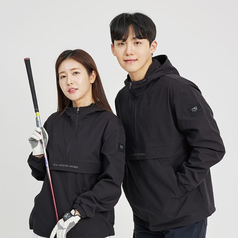 우븐 아노락 후드 자켓 블랙 GW-344