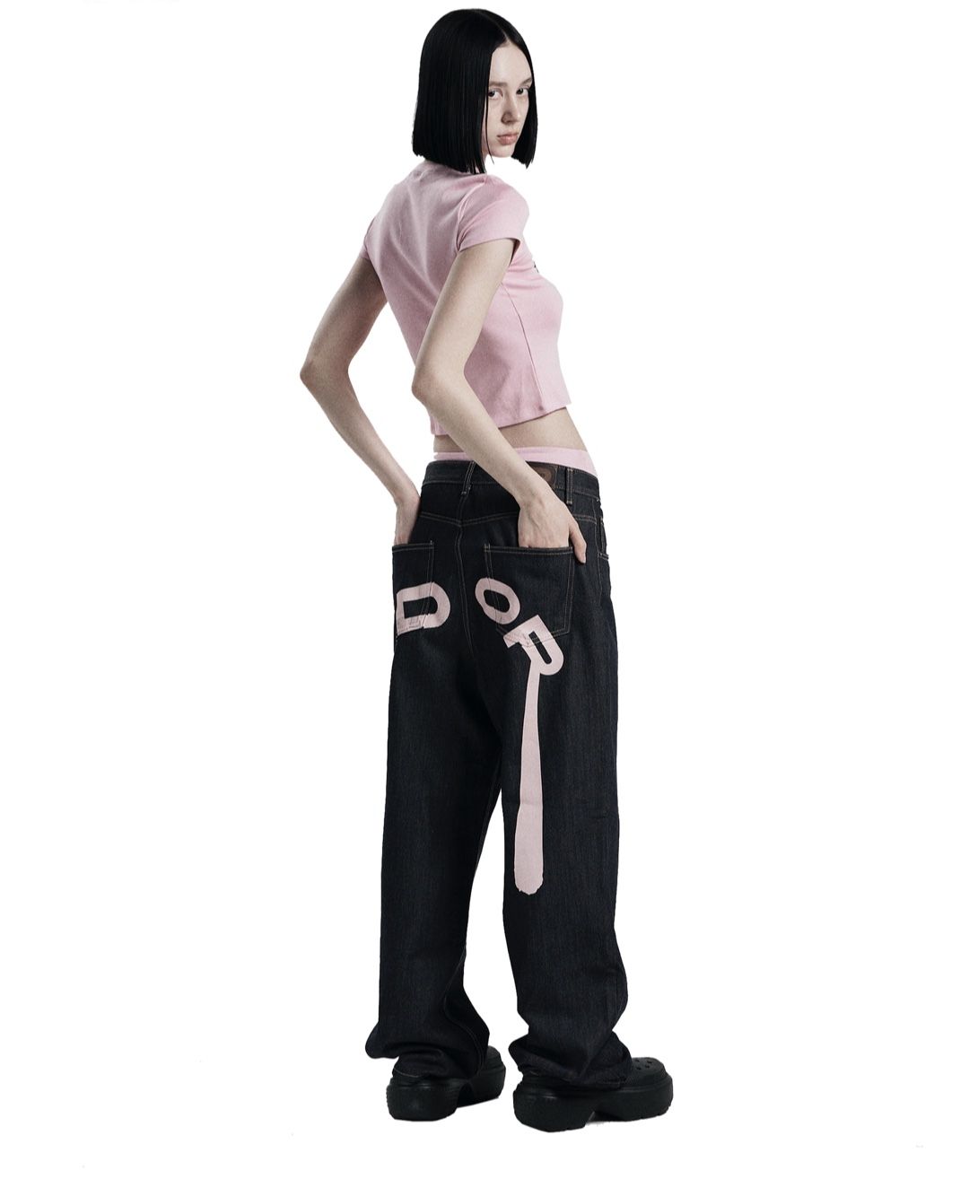 ★ODOR★ Logo drop denim in pink P0000FNJ MUSINSA公式 | ODOR Logo drop denim in pink