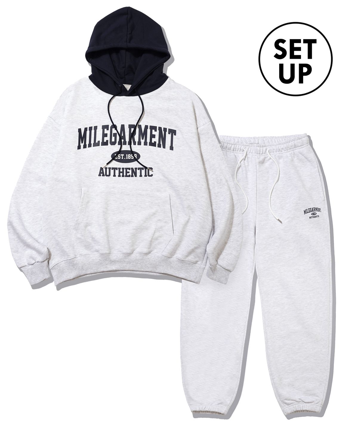 더마일(THEMILE) [SET]MILE GARMENTS MIX SWEAT HOODIE [OATMEAL]