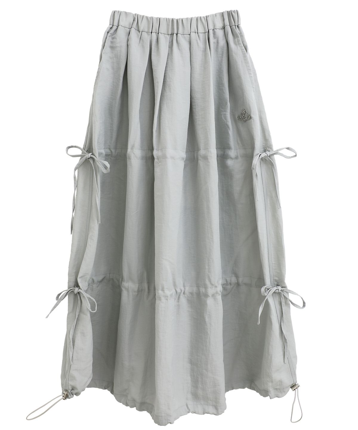 플라즈마스페어(PLASMA SPHERE) GISELLE SKIRT IN MINT GREY(셔링 롱 스커트)