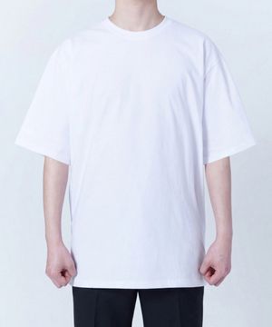 레이어드 사이드 슬릿 무지 오버핏 반팔 티셔츠 화이트