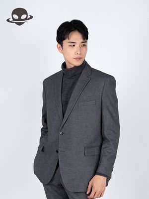 베이식 체크 싱글 블레이저  그레이