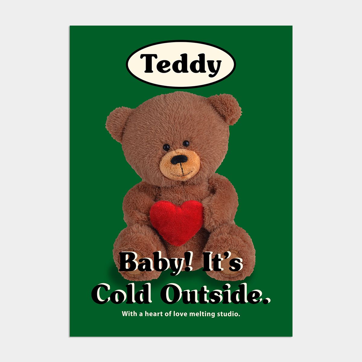 멜팅스튜디오(MELTING STUDIO) 윈터 원더랜드 크리스마스 인테리어 포스터 / 49. Teddy bear green
