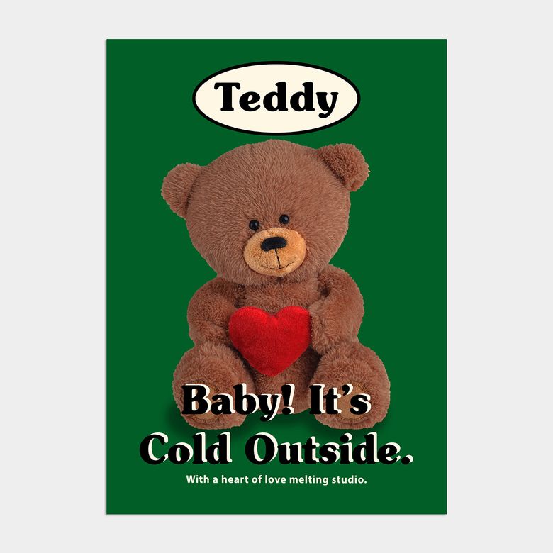 윈터 원더랜드 크리스마스 인테리어 포스터 / 49. Teddy bear green