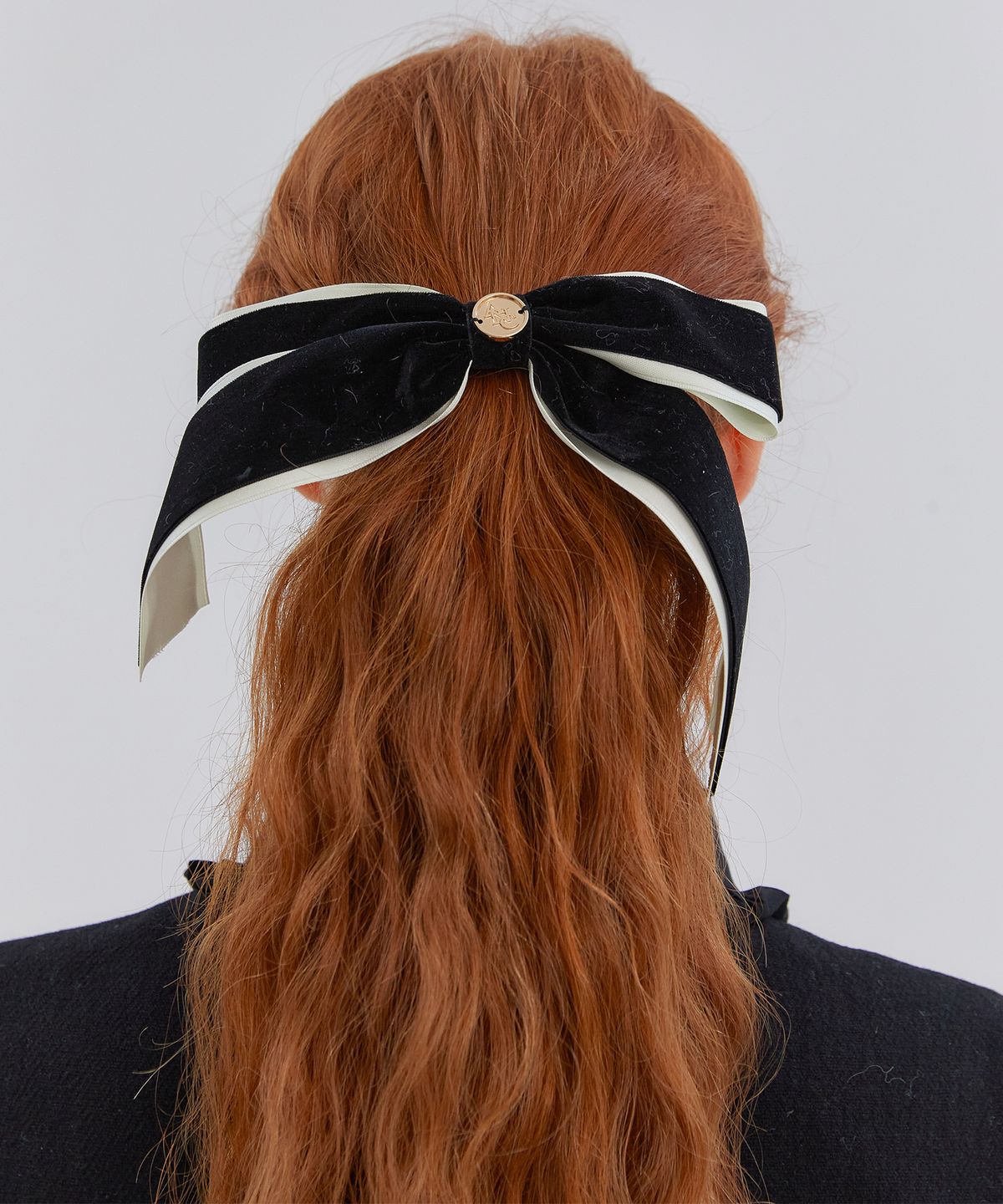 아노에틱(ANOETIC) VELVET CLASSIC RIBBON HAIRPIN_BLACK